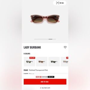 Women’s pink lady Burbank model RB2299